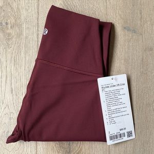 Wunder under crop 21” luxtreme red merlot size 2 lululemon nwt